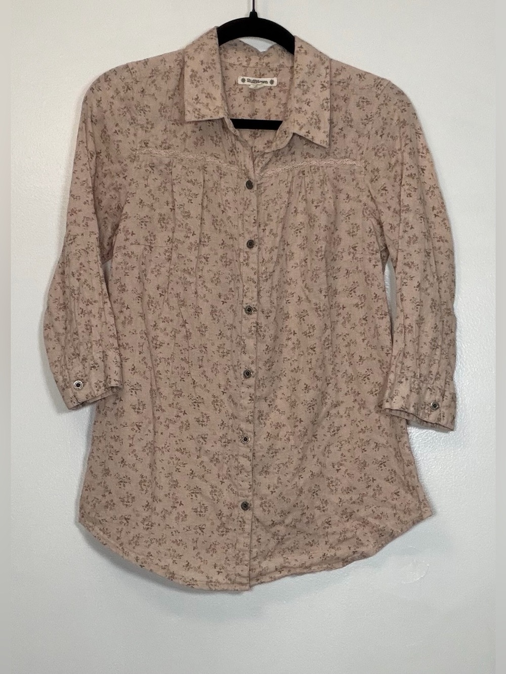 Ruff Hewn Dusty Rose Floral Button-Up Top
